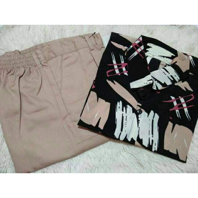 Set kemeja  monalisa  san baggy  pants  harga  100 000 set 