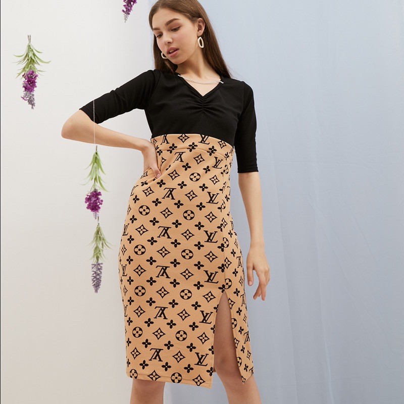 ElegantPGMTA Sandra Dress Midi Motif LV ELG8121 - Allsize