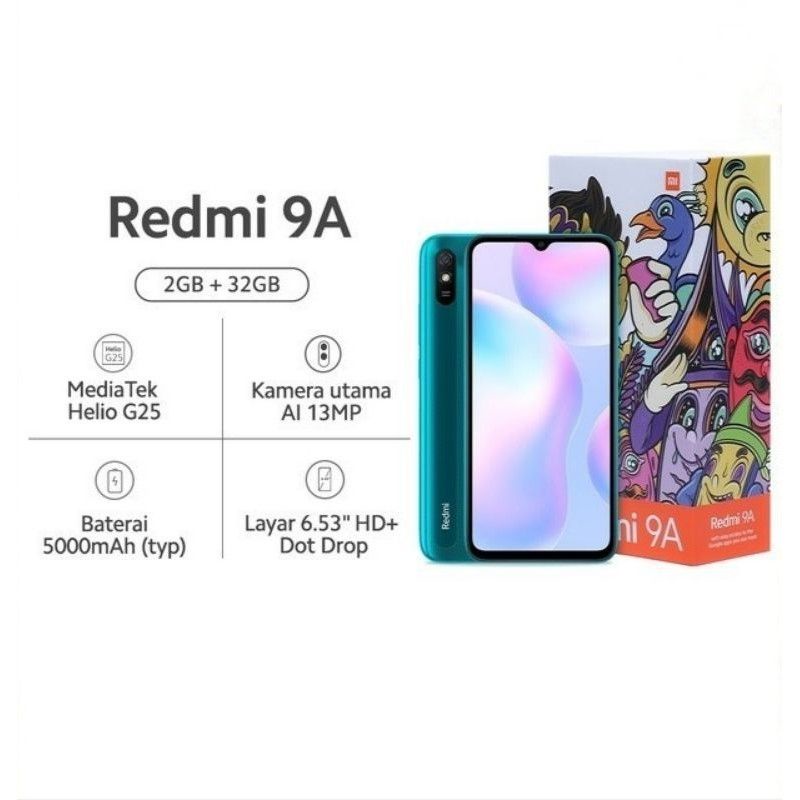 HP XIAOMI REDMI 9A 2/32 3/32 RAM 2GB 3GB ORI ASLI NEW 100% ORIGINAL GARANSI RESMI IMEI TERDAFTAR