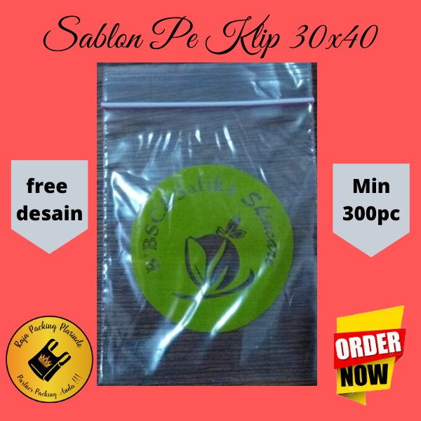 Sablon plastik Klip 30x40 free desain / plastik cetik / Plastik Packing kaos / Plastik sablon