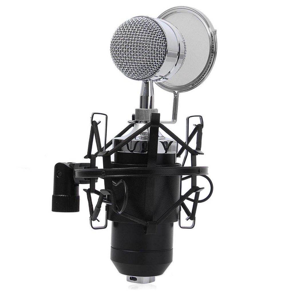 Mikrofon Kondenser Kondenser Studio Konten Youtube dengan Shock Proof / Mikrofon Mikrofone Mikropon Mik Mic Microphone Condenser Condensor Karaoke Karoke Youtuber Vlog Vloger Fm Fokal Vocal Podcast Konten Live Perekam Suara Rekaman Studio Wireless Kabel