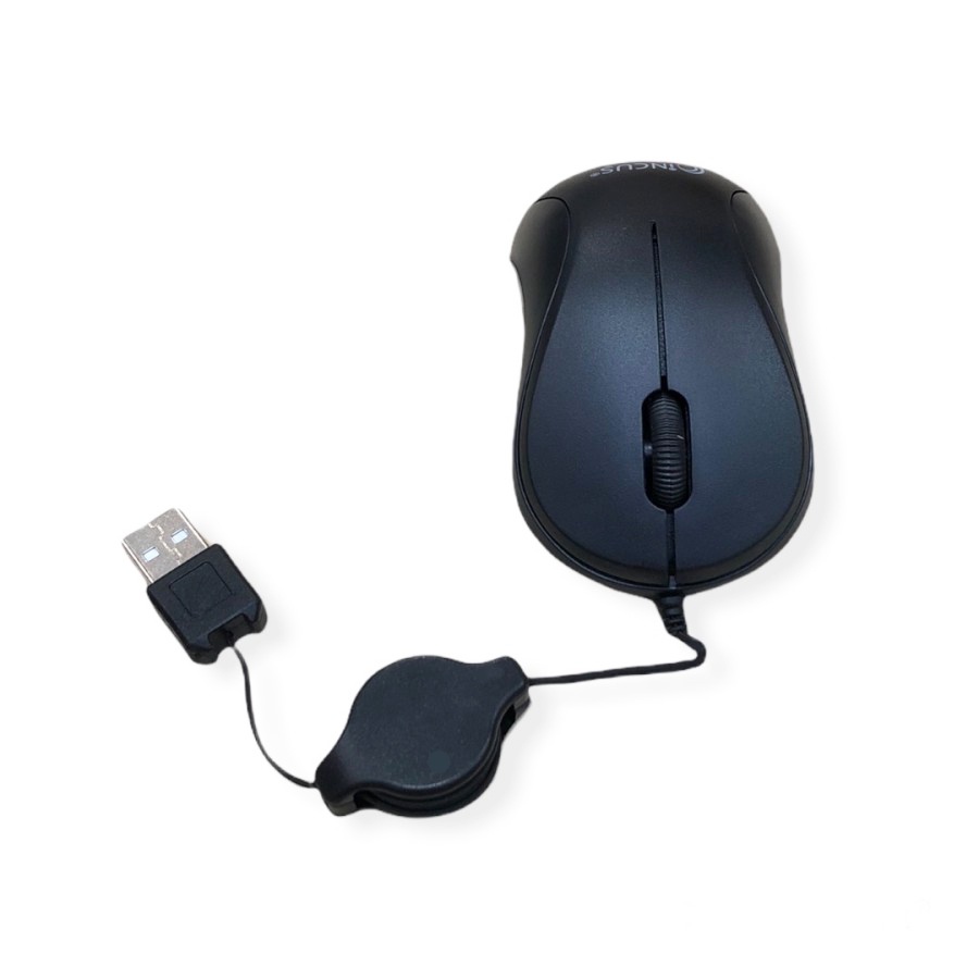 Mouse Mini USB Retracable - Kabel rol tarik Incus