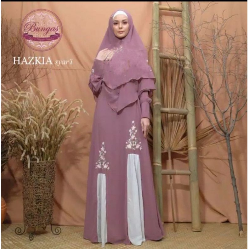Hazkia Syari Premium Original Branded By Bungas/Gamis Cantik/Dress Pesta/Gamis Elegant Simple/Gamis 