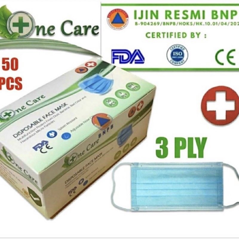 Masker 3ply One Care isi 50 pcs