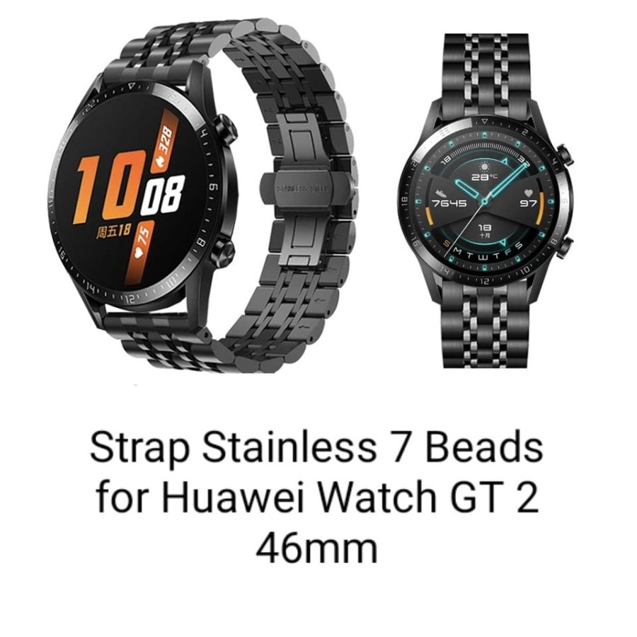 STRAP TALI JAM TANGAN - STAINLESS STYLE 7 BEADS 22MM - FOR HUAWEI WATCH GT 1 &amp; 2 46MM