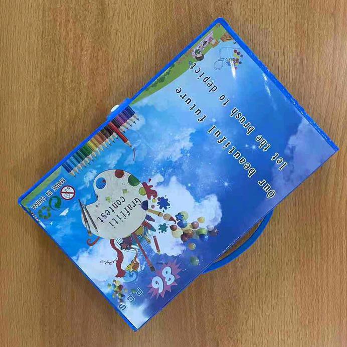 

crayon pensil warna anak alat tulis set koper isi 86 back to school - biru sry77