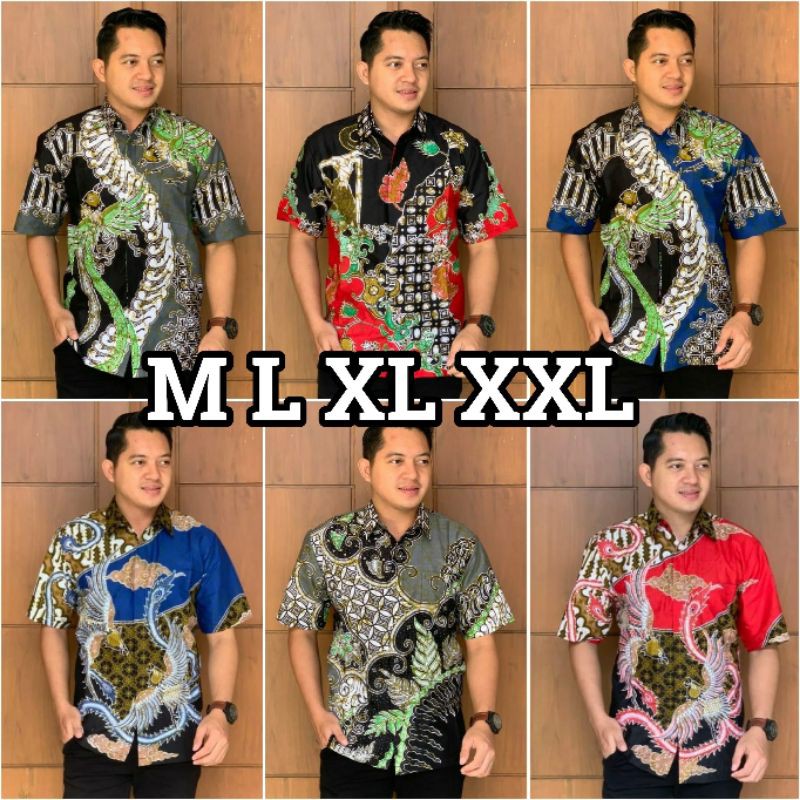 Hem Batik Pria Pendek Hitam Manis Arjuna Weda/Pari Sulur/Wayang Black/Merak Pari Ori Turambi SFE2020