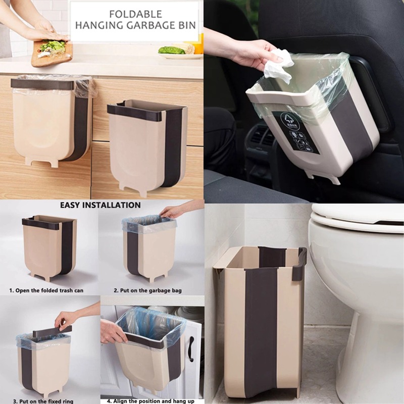 Tempat Sampah Lipat Mobil Dapur Toilet Pembersih Foldable Bin Trash 6L