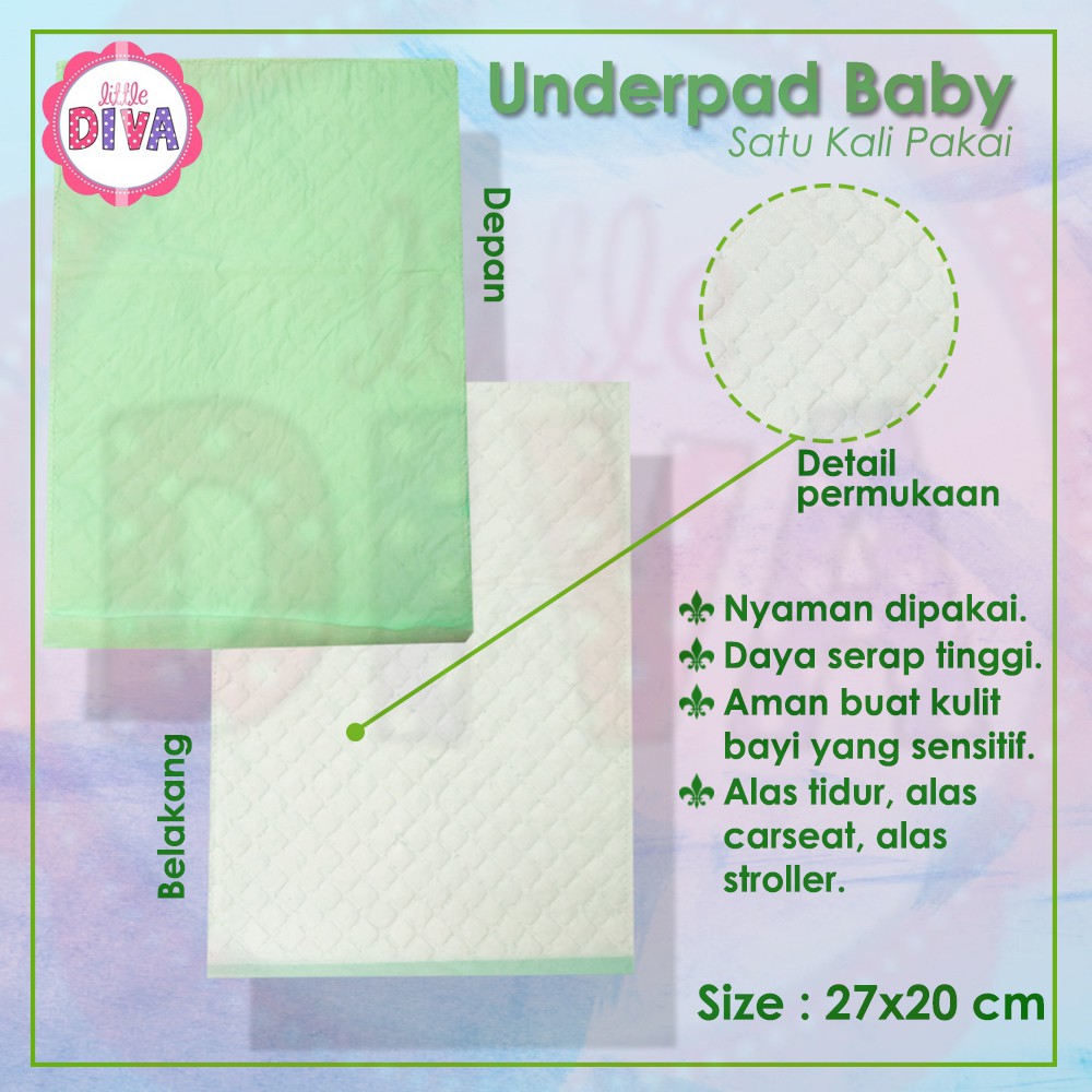 PERLAK BAYI SEKALI PAKAI 17cm x 28cm Travelling UNDERPAD BABY Alas Ganti Popok