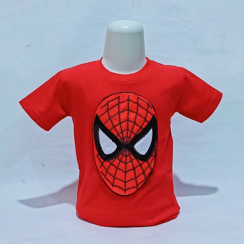 Baju anak Murah/Kaos anak Laki laki/Pakaian anak Karakter Usap dan Led Spiderman/Usia 2-10thn