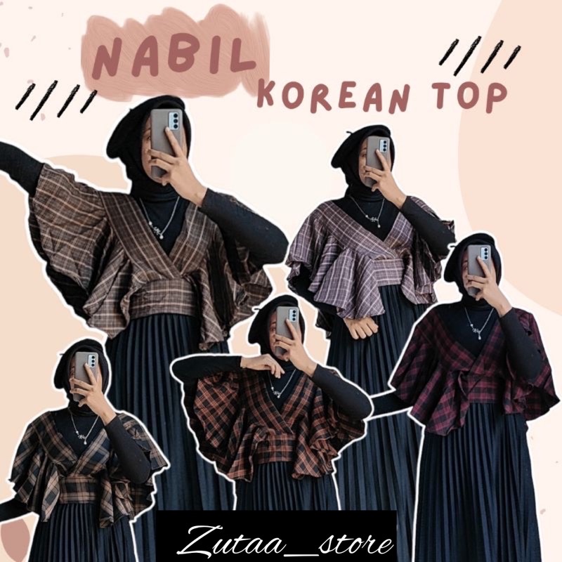 NABIL KOREAN TOP // VEST RUFFLE KOREA TARTAN // ROMPI KOREA VIRAL IKAT PITA KOTAK // VEST YURA