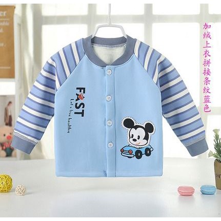 Sweater Kancing Atasan Panjang Bayi Anak Fleece Import Laki laki Perempuan Bahan Tebal Lembut 0 -2 Tahun