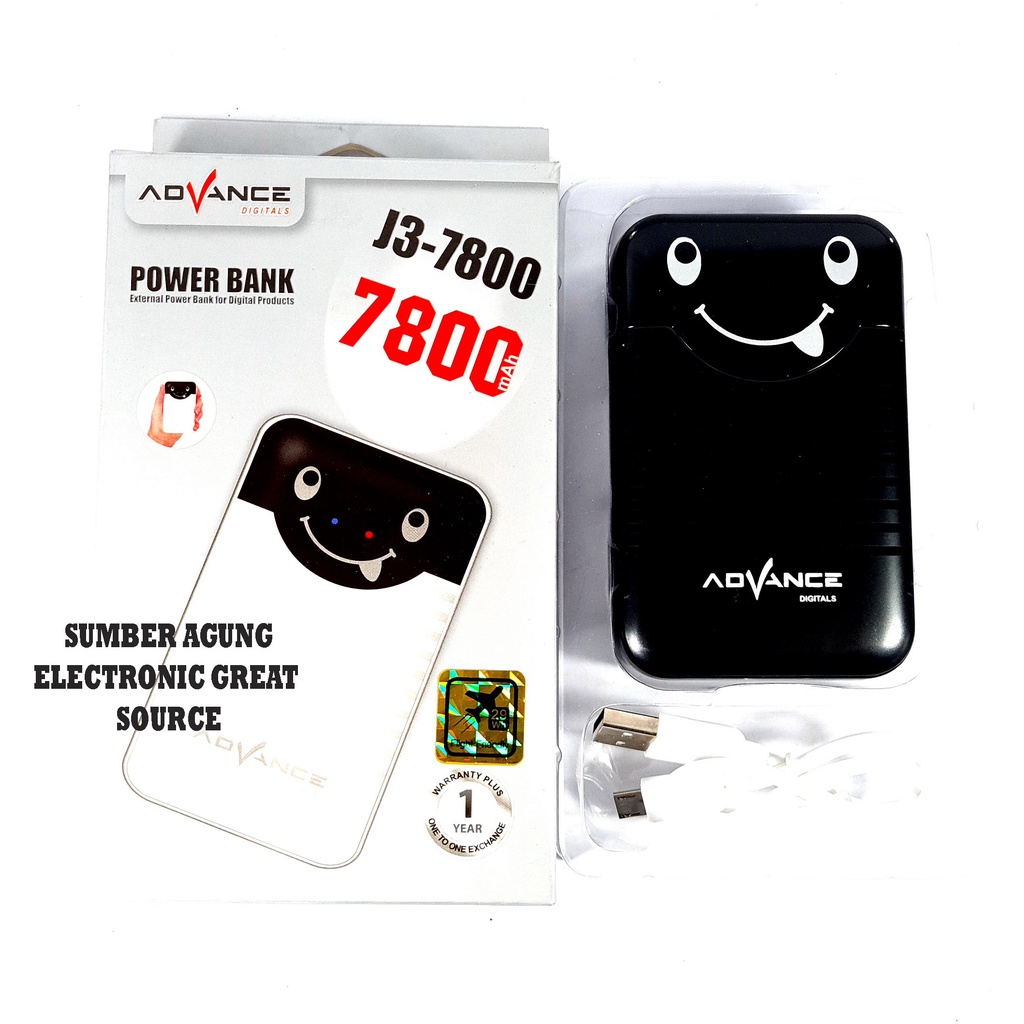 Advance Powerbank J37800 7800Mah Power bank Baterai Cadangan Unik Lucu