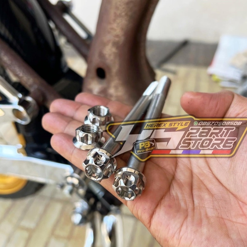 baut Probolt 2kunci pangkon mesin belakang Herex GL MP tiger silverpremium hx