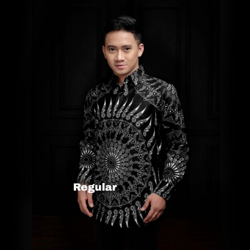 Batik Pria Lengan Panjang BATIK NAKULA HRB026 motif KERATONAN Kode 002 Reguler