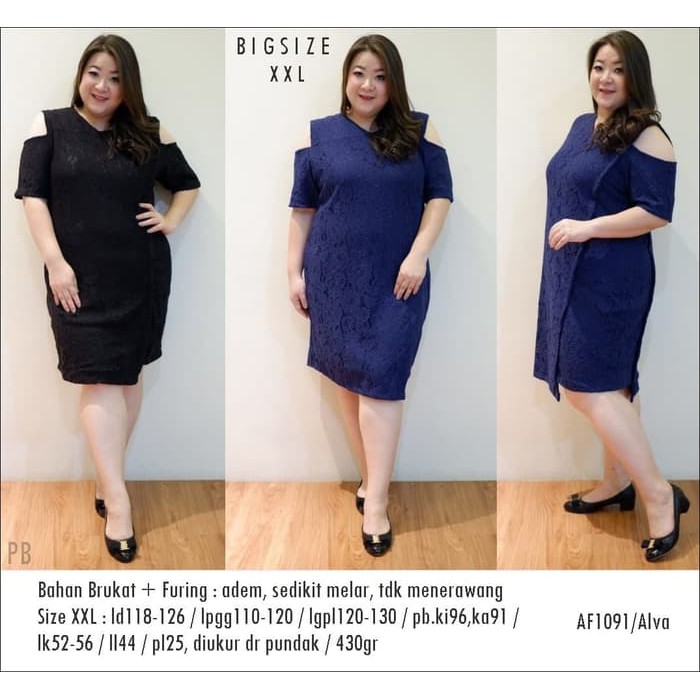 BUTIK JUMBO-Alva Jumbo Dress Brokat Bigsize Terusan Big Size Dress Brukat