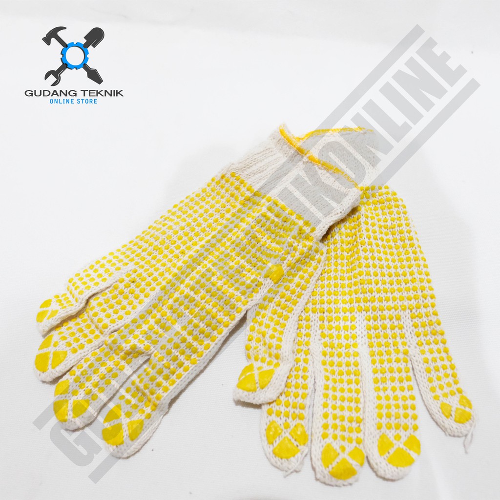 Sarung Tangan Kerja Bintik Kuning / sarung Tangan Safety Bintik Kuning