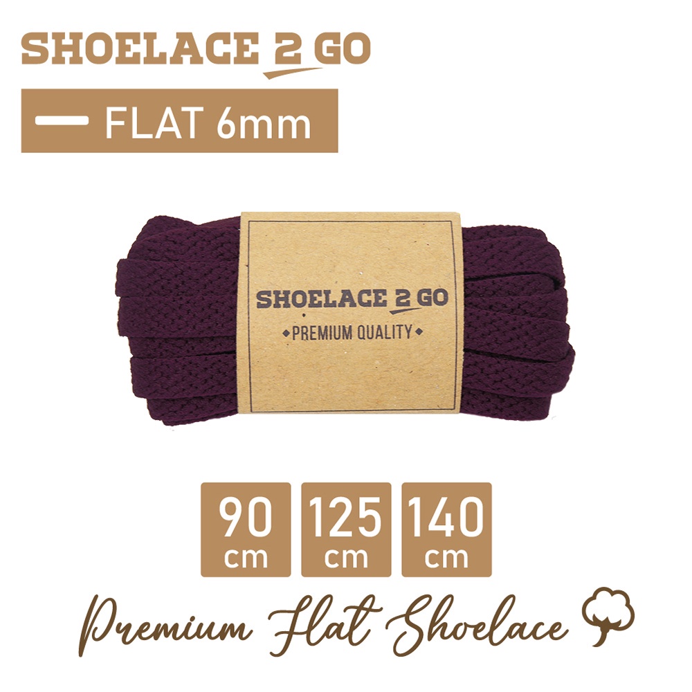 SHOELACE 2 GO PREMIUM TALI SEPATU GEPENG PIPIH FLAT F4 - RED MAROON - 90CM 125CM 140CM