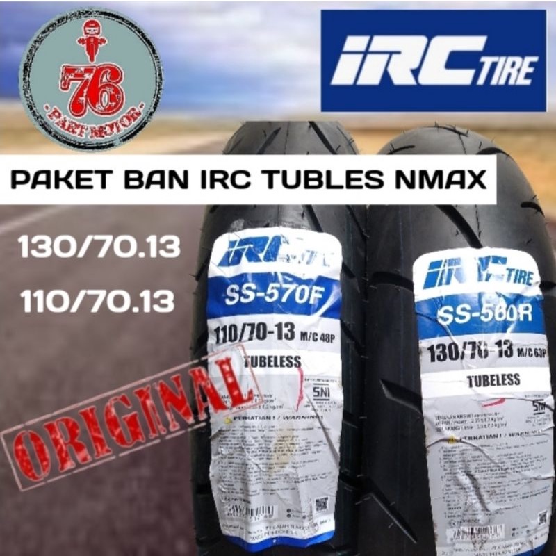 PAKET BAN TUBELESS IRC DEPAN DAN BELAKANG UK.110/70 .13+ 130/70 13 FREE PENTIL