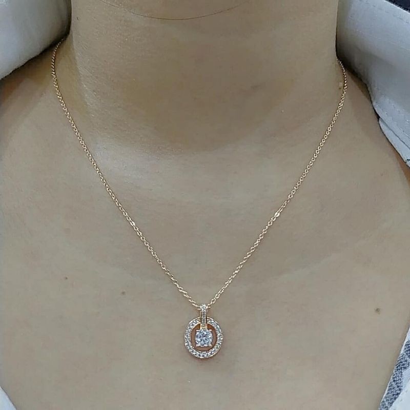 Kalung rantai liontin bulat swaroski besar kecil