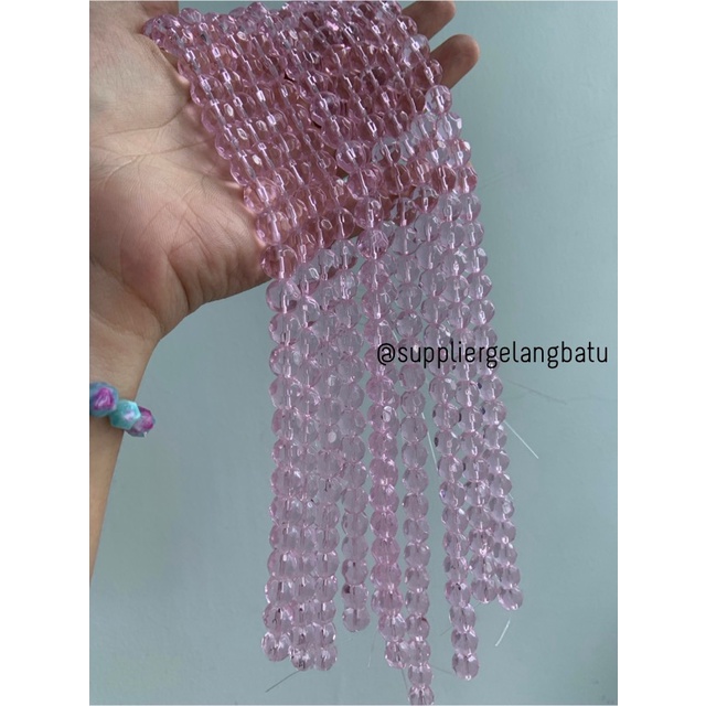 kristal bola dunia cutting 10mm PINK rose quartz kuarsa ceko bulat bahan kalung gelang anting strap mask kerajinan tangan craft citayam fashion week etink vintage elegan bali manik crystal perhiasan