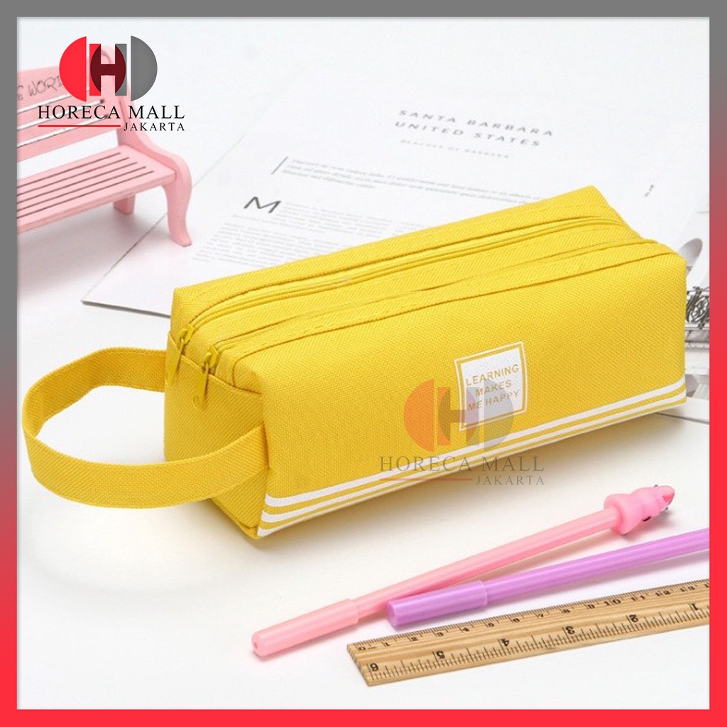 

Horeca Mall - Kotak Pensil Stationery Dual Zipper Muat Banyak Dompet Tempat Pensil Colorfull Yellow Pink Grey 2 Pouch