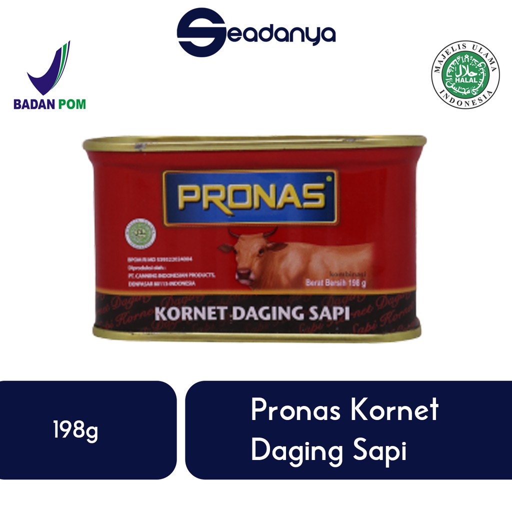 

Pronas Corned Beef - Kornet Daging Sapi 198g - Halal MUI & BPOM