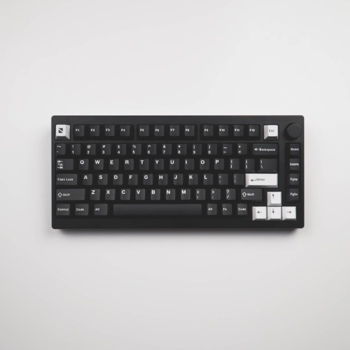 Noir White on Black Keycaps PBT Doubleshot Cherry Profile Keycap Set