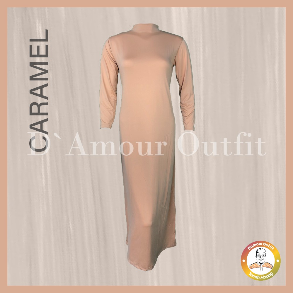 Baju Manset Gamis Tangan Panjang Wanita Kerah Leher Turtle Neck Polos Inner Long Dress Dalaman Gamis Perempuan Warna Kulit Bahan Rayon Spandek Kaos Daleman Cewe Hijab Dewasa Anak Pendek Mangset GAmis Atasan Cewek Jumbo Big Size LD 120 130 140 Premium