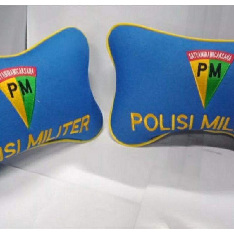 bantal mobil POLISI MILITER, bantal mobil logo PM, polisi militer, headrest
