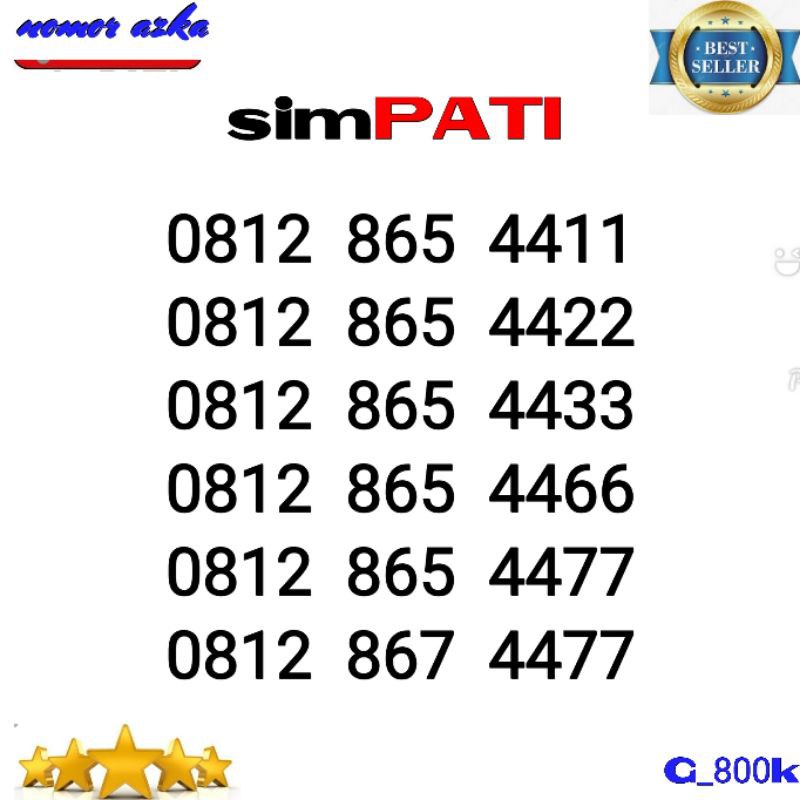 Kartu perdana nocan nomor cantik simpati seri AABB 4411 4422  4433 4466 4477 rapi murah G12