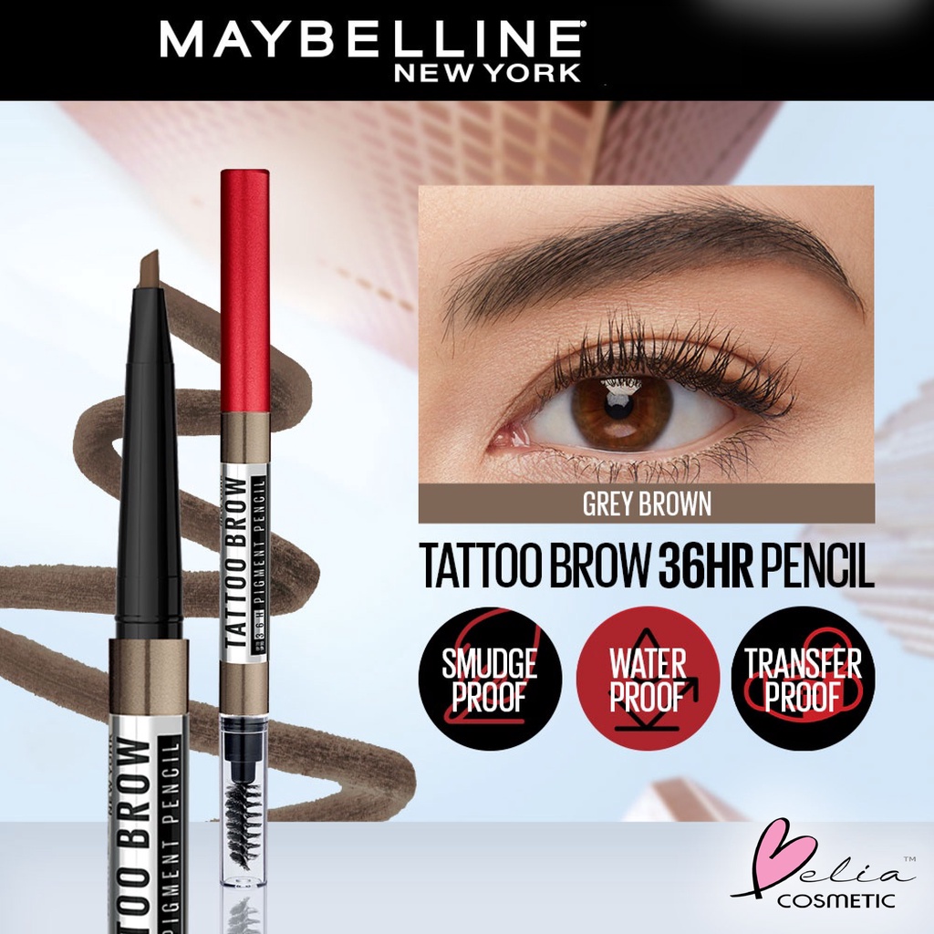 ❤ BELIA ❤ Maybelline Tattoo Brow 36H Pencil - Eye Makeup - Pensil Alis Cokelat | BPOM