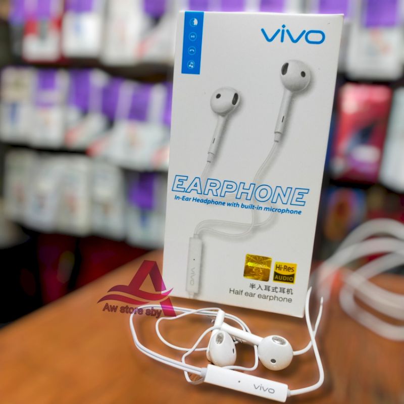 EARPHONE VIVO Hi-Res EXTRA BASS HEADSET ORI VIVO Y17 Y15 Y12 Y12S Y20S Y53S Y53 Y65 (Y19 Series)