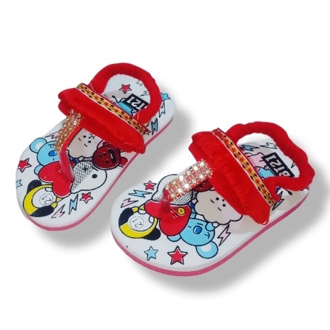 Sandal Bayi Motif BT21 Model Jepit Dayak Terbaru