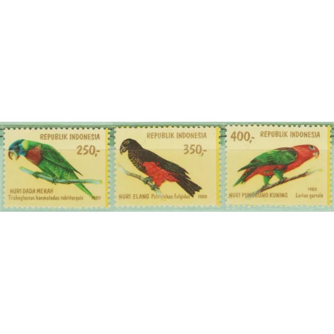 

Perangko Filateli N23 Indonesia MNH 3v 25.11.1980 Parrots (From Souvenir Sheet)