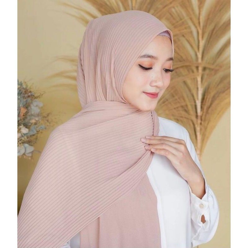 Pashmina Full Plisket Ceruty BabyDoll Hijab Pashmina Plisket Lidi Kerudung Plisket Termurah Nayla Hija'b