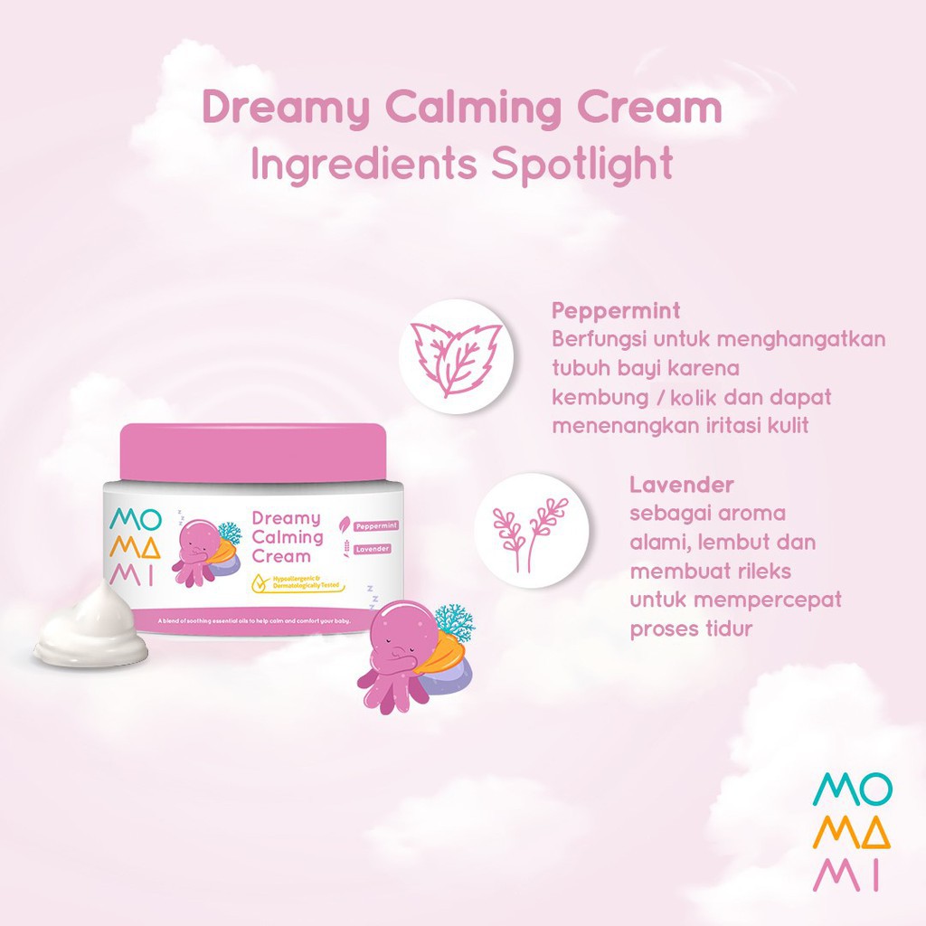 Momami Dreamy Calming Cream Atasi Perut Kembung Bayi Tidur Nyenyak