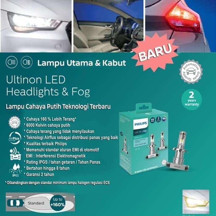 PHILIPS LED H4 HI LOW PHILIPS ULTINON LED H4 WHITE 6000K PUTIH