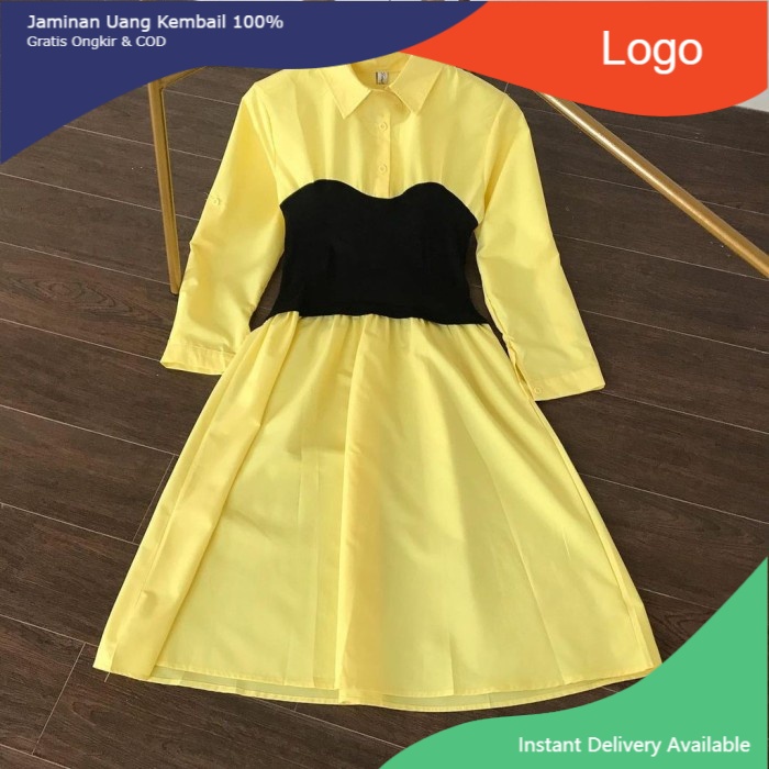 Gio Long Tunik Atasan Muslim Wollycrepe Korean Style Fashion Wanita - Yellow