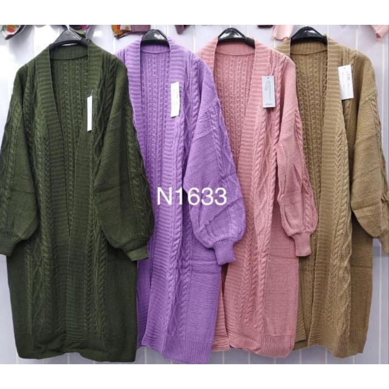long cardigan rajut kepang tangan balon import