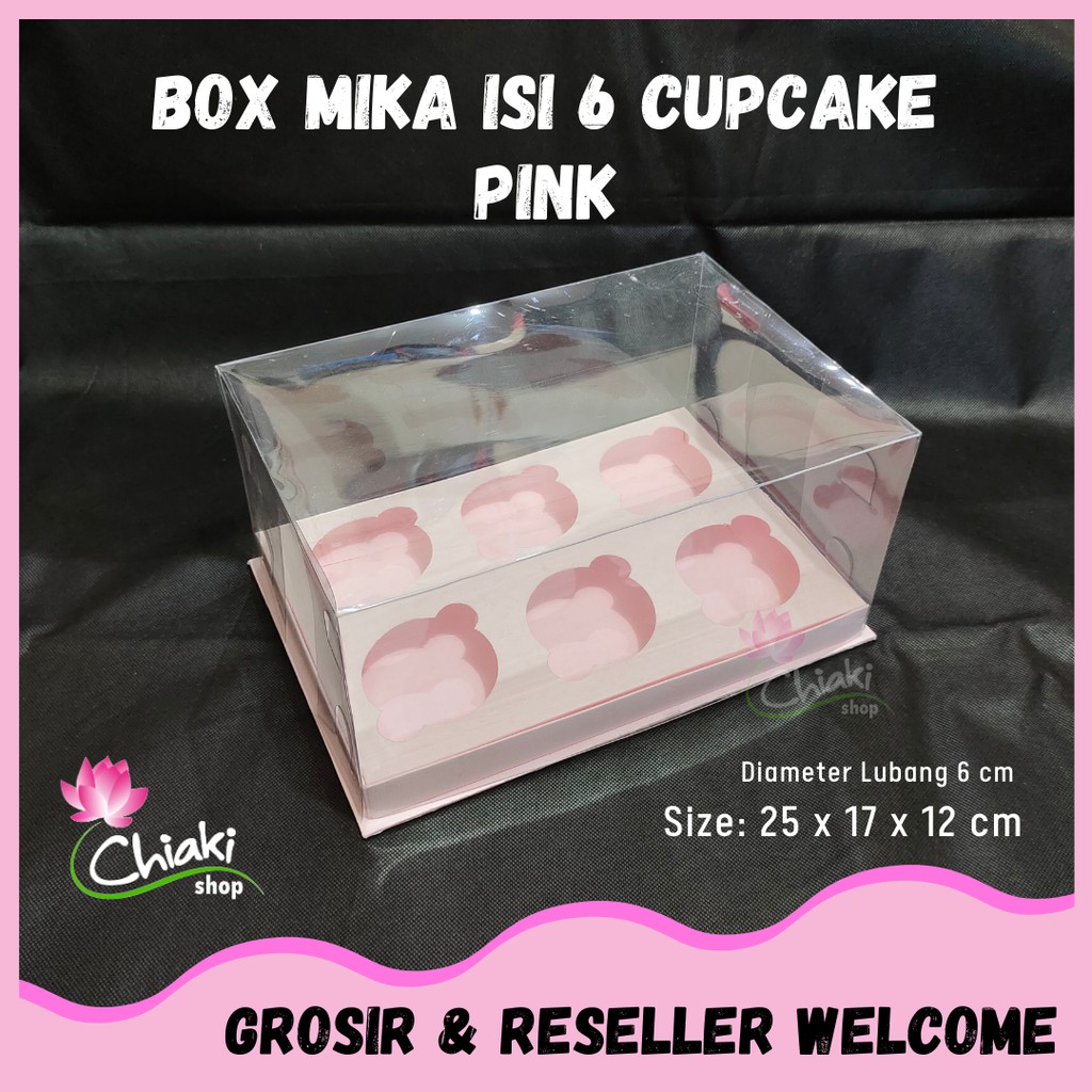 

Box Cupcake isi 6 PINK 25 x 17 x 12 Kotak Mika Donat Dus Kue Kardus Doos Muffin Cake Pudding Karton