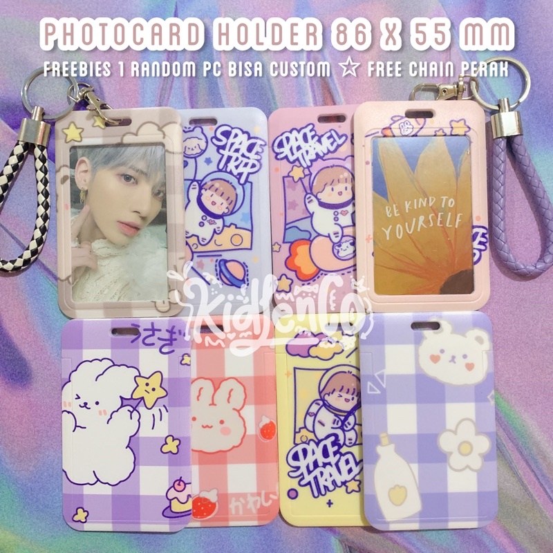 photocard holder 1 sisi pastel ♡ case id card pc kartu kpop warna soft motif lucu