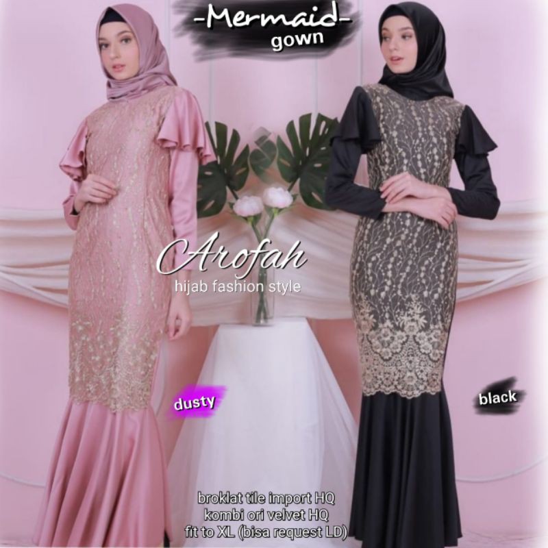 Aureliya gown longdress pesta brokat mix velvet model duyung mermaid party dress