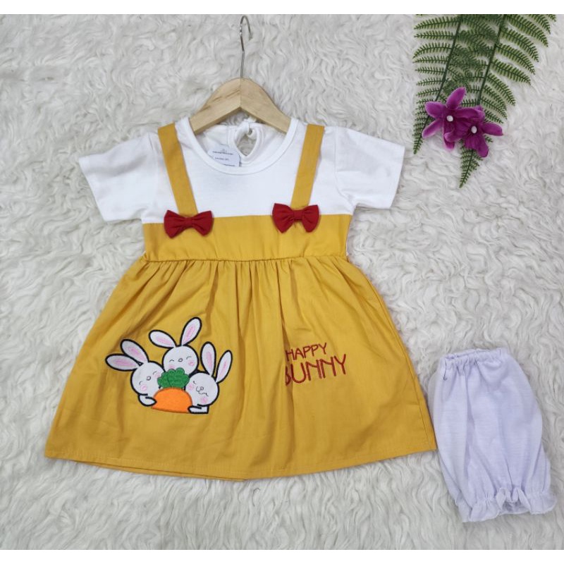 Baju bayi perempuan Dress Happy bunny728