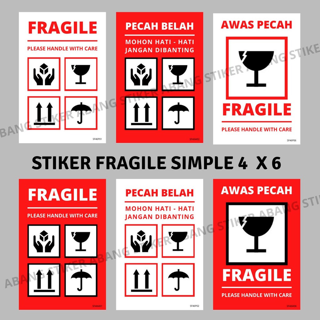 

Stiker Fragile Hati Hati 4 x 6 cm