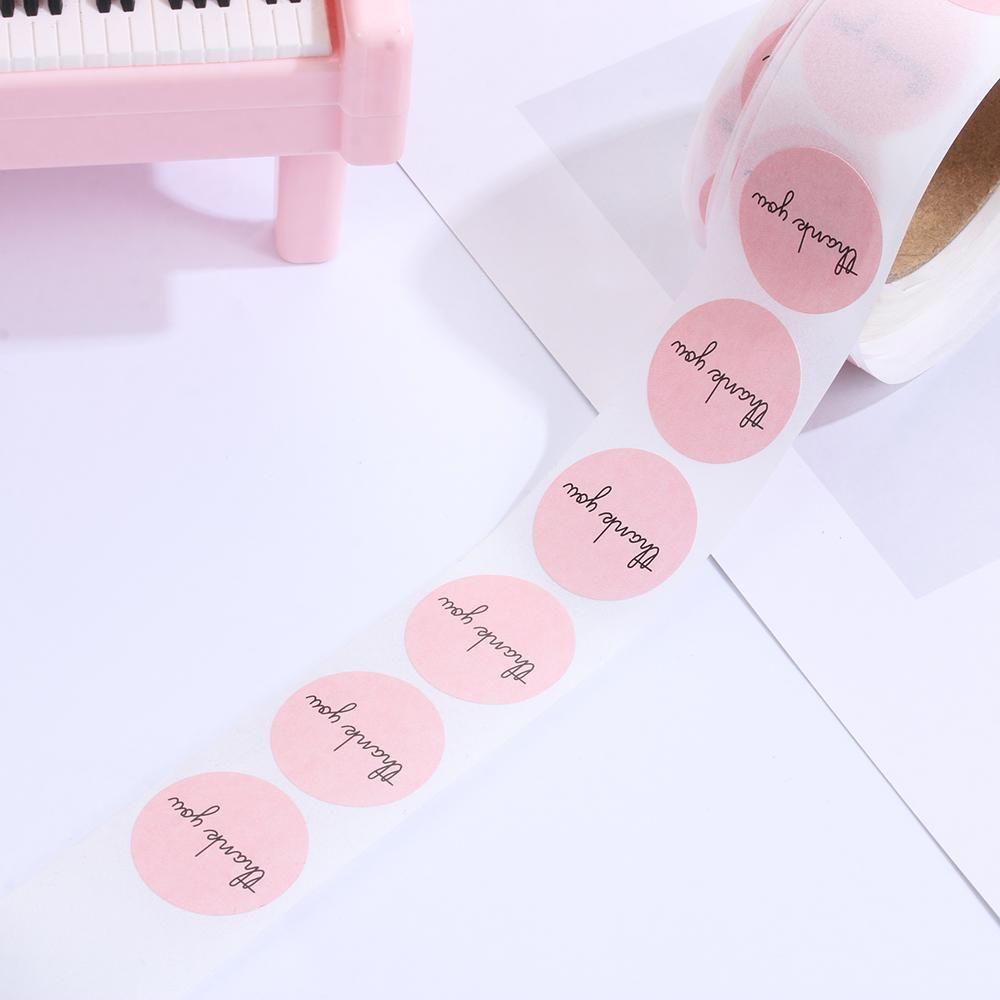 Populer 500pcs Stiker roll Sealing Tempel Dekorasi Kemasan Kado Stiker Pink