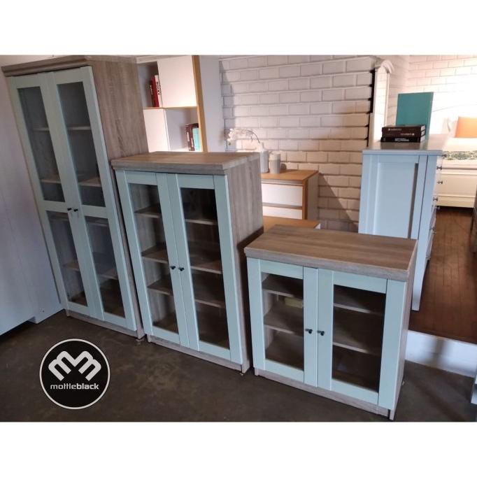 Blackmabel - Lemari Rak Hias Tinggi Kabinet Buku Piala Pintu Kaca 1