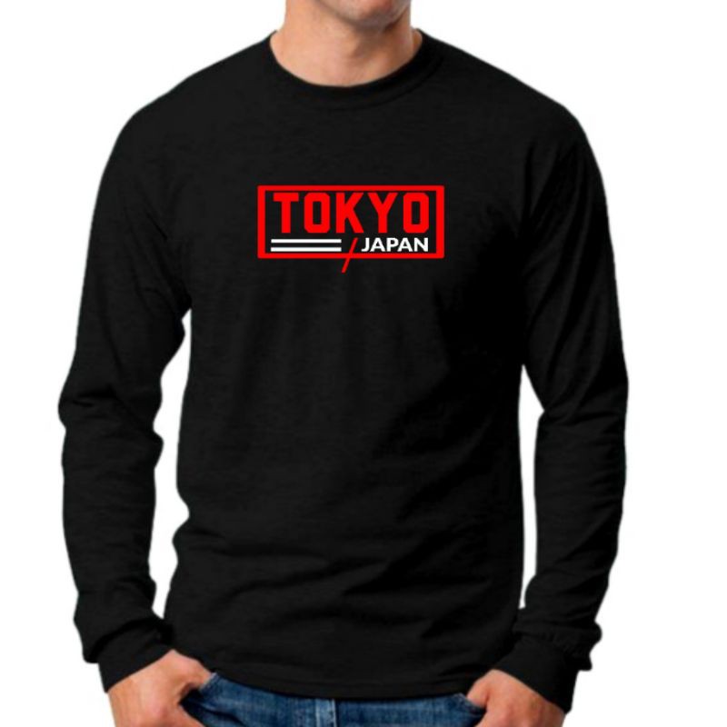 Kaos Tokyo Japan Lengan Panjang Pria Unisex Bisa Untuk Wanita - Hitam