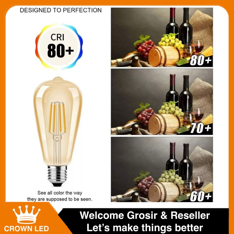 Lampu Filamen LED ST64 Bulb 4W bohlam 4 w watt pijar edison cafe OVAL