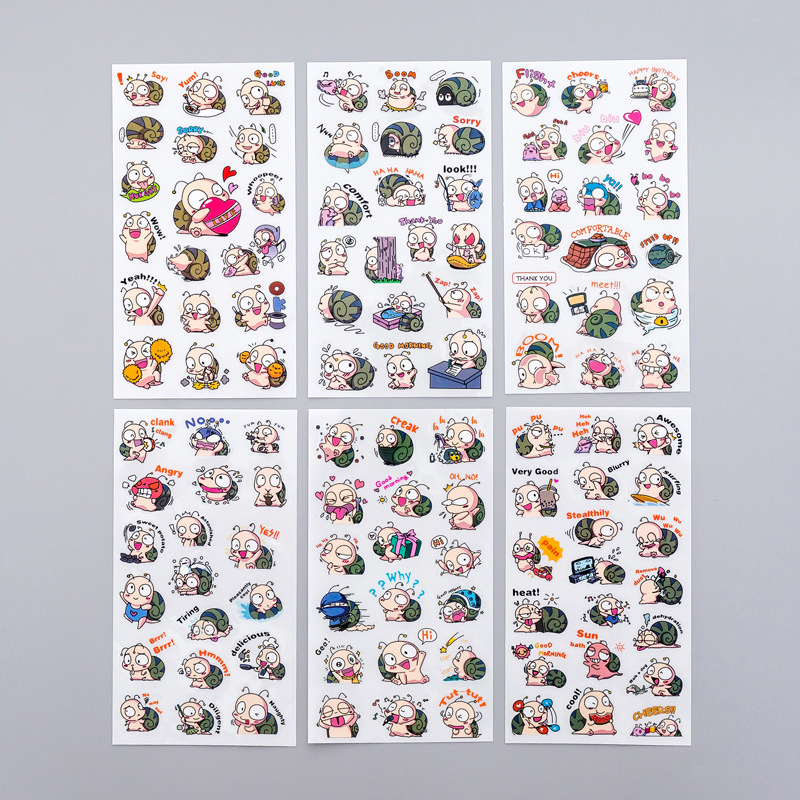 imoda 6Lembar Stiker Hewan Lucu DIY Diary Scrapbook Dekorasi Stiker-A
